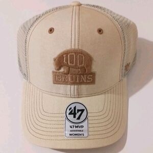 NEW Boston Bruins Womens 100th Anniversary Logo '47 Tan Trucker Hat Adj Mesh NHL